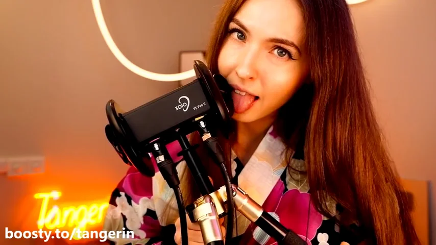 Tangerin ASMR Slow Ear Licking Lipping Kisses & Echo Effect Stream Boosty Leak